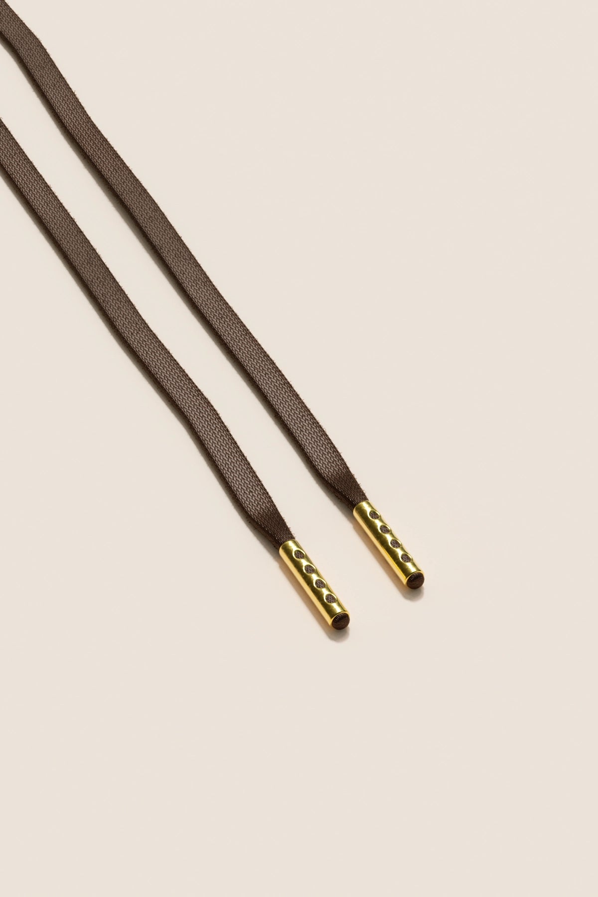 Senkels Chocolate Brown 3mm Flat Waxed Shoelaces with Gold Aglets