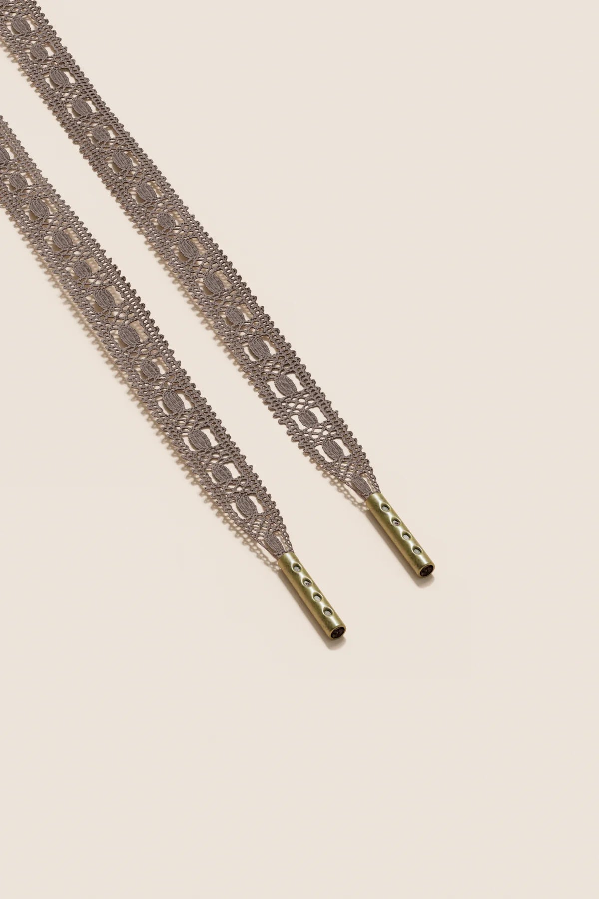 Senkels Night Grey Crochet Shoelaces with Brass Aglets
