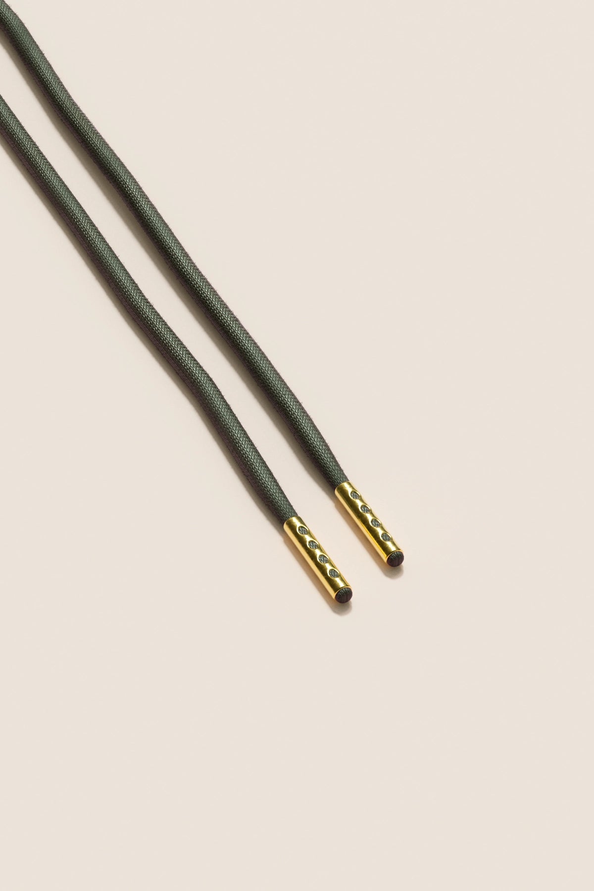 Senkels Olive Green 4mm Round Waxed Shoelaces with Gold Aglets