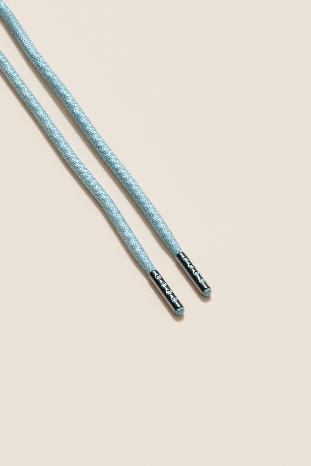 Senkels Pastel Blue 4mm Round Waxed Shoelaces with Black Nickel Aglets