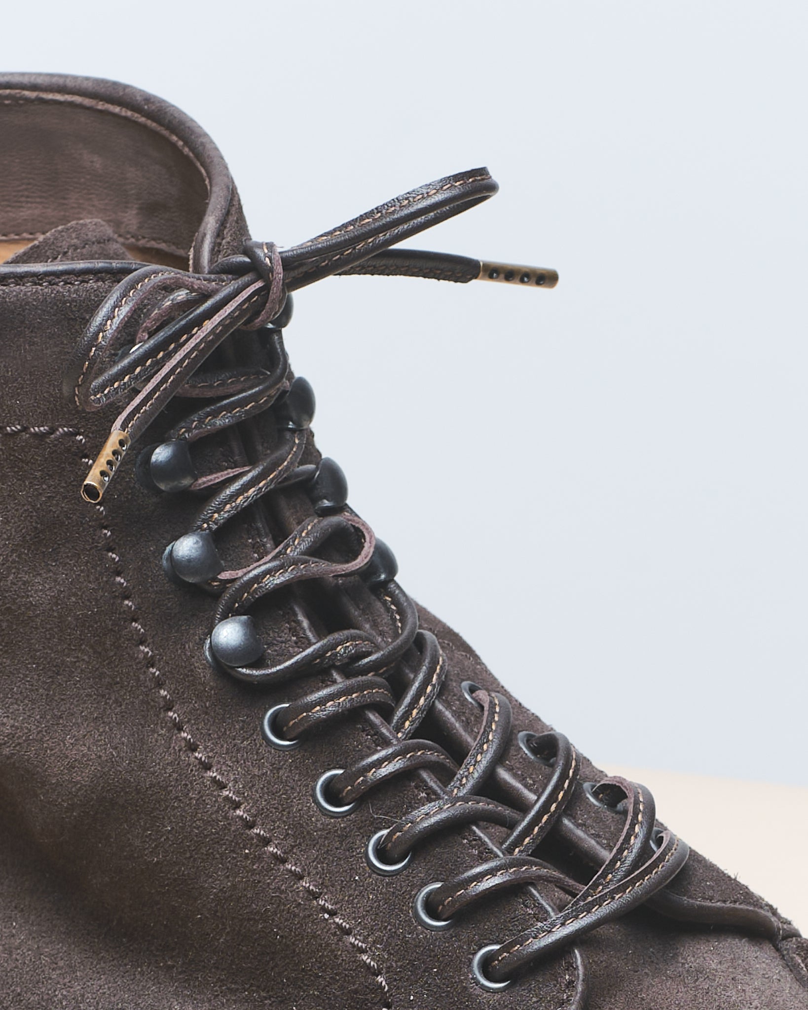Dark Brown - 4mm Stitched Leather Shoelaces