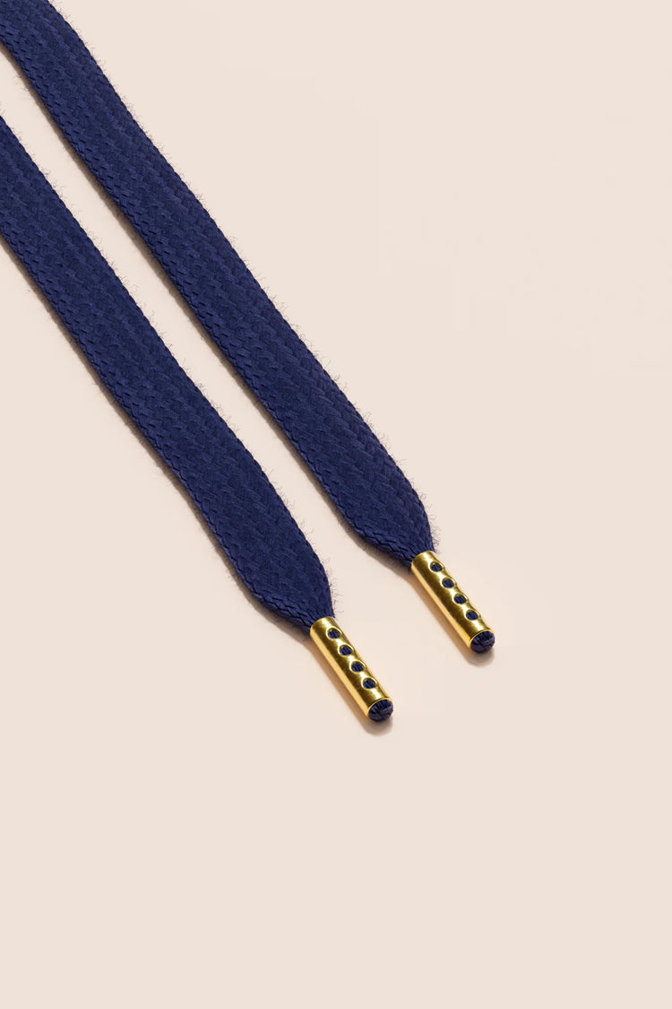 Dark Blue Sneaker Laces with Gold Tips
