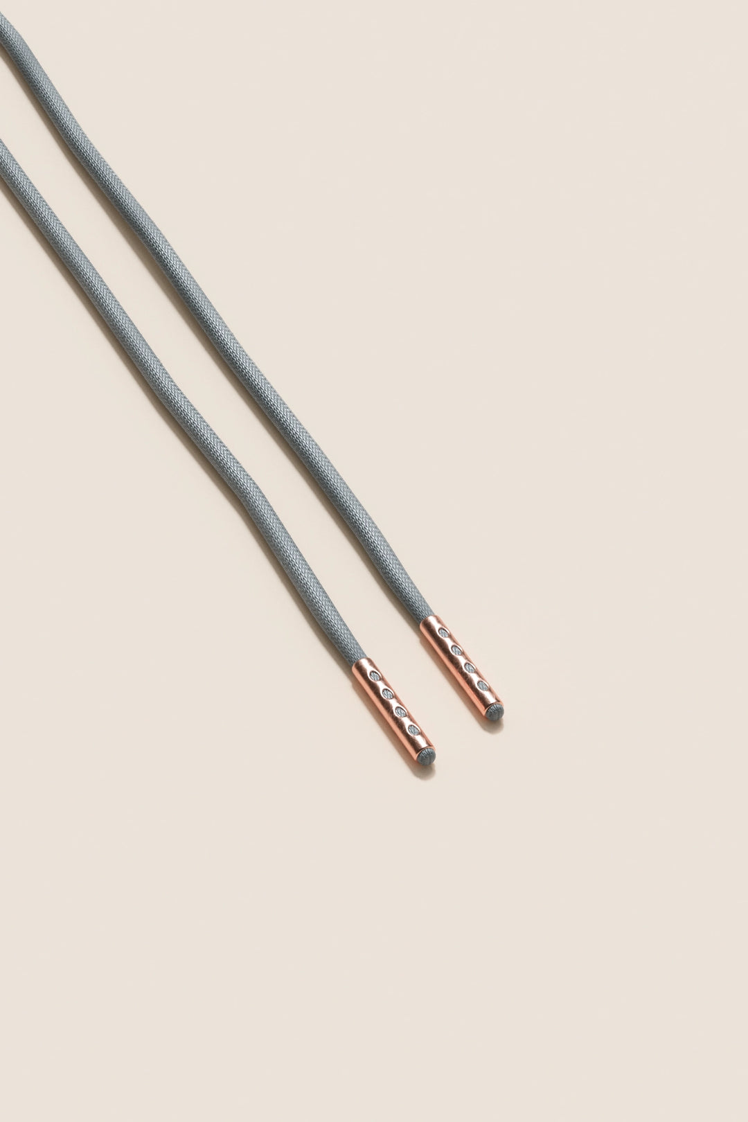 Senkels Aluminium Grey 2.5mm Round Waxed Shoelaces with Rose Gold Aglets