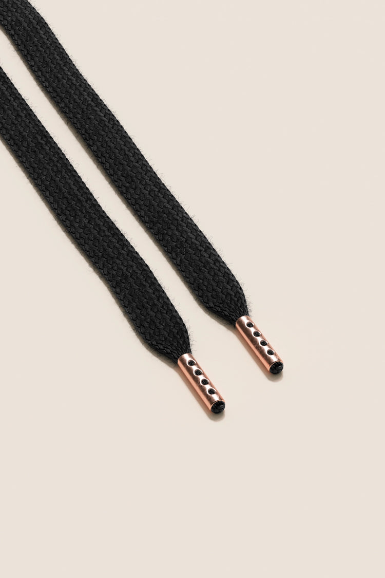 Senkels Black Sneaker Shoelaces with Rose Gold Aglets