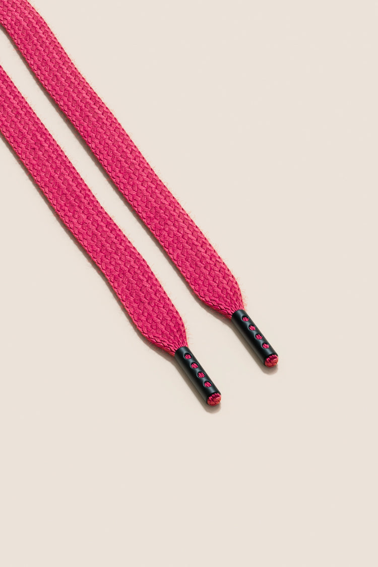 Senkels Cerise Pink Sneaker Shoelaces with Black Matte Aglets