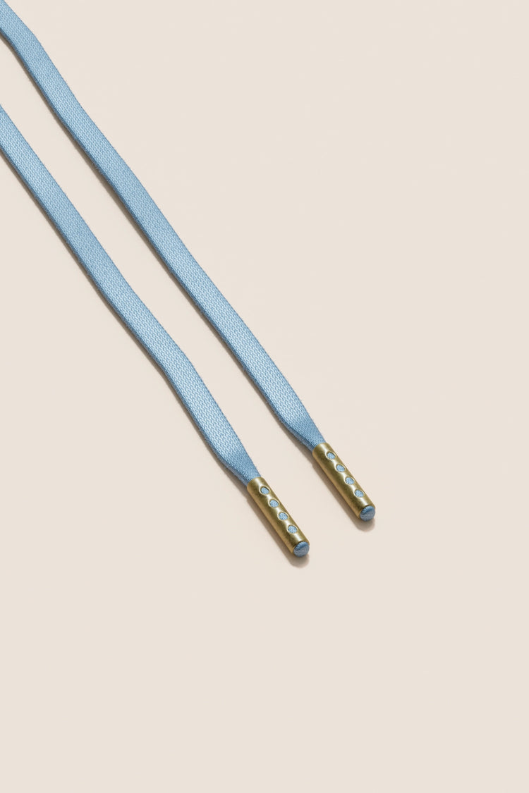 Senkels Light Blue 3mm Flat Waxed Shoelaces with Brass Aglets