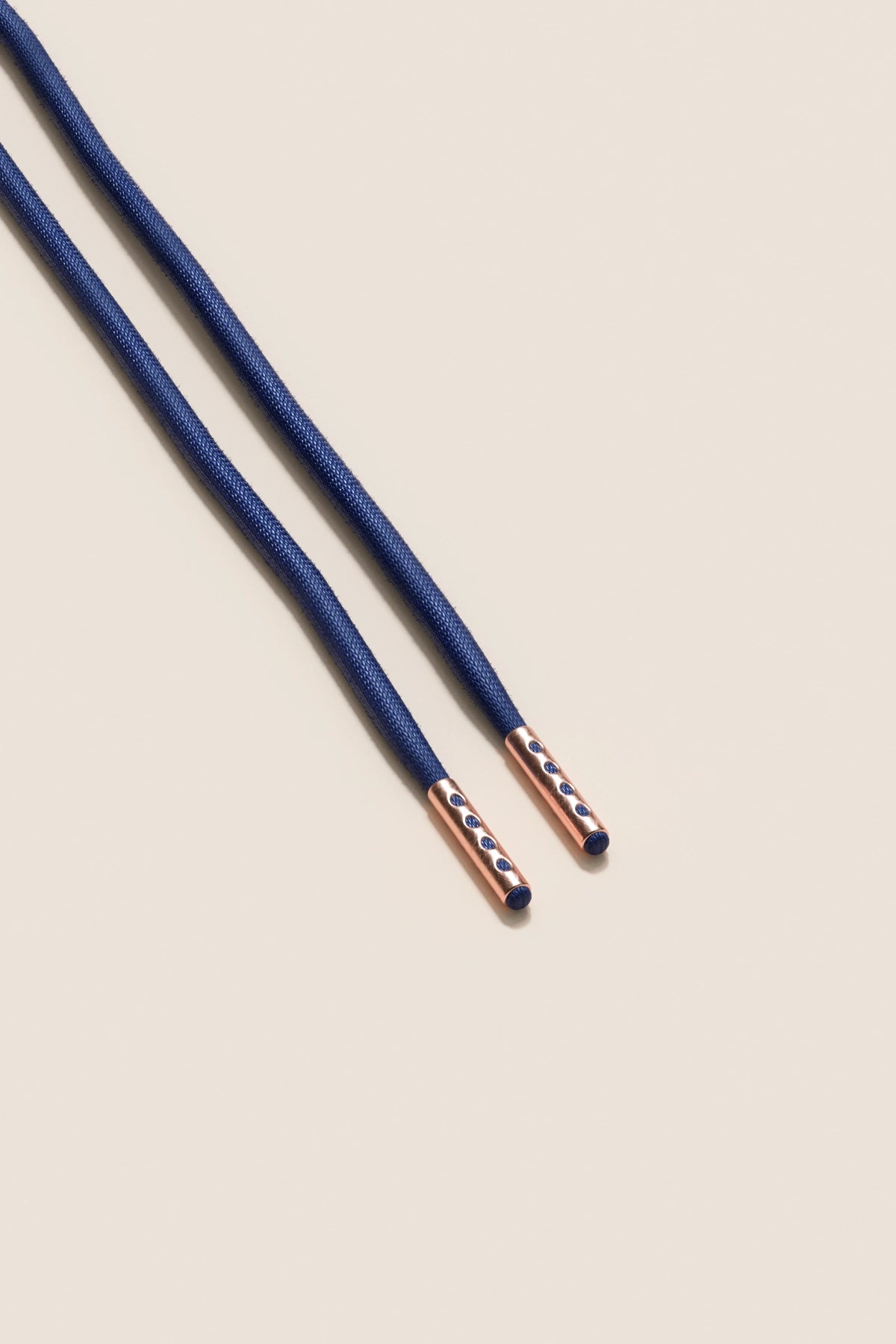 Senkels Navy 4mm Round Waxed Shoelaces with Rose Gold Aglets