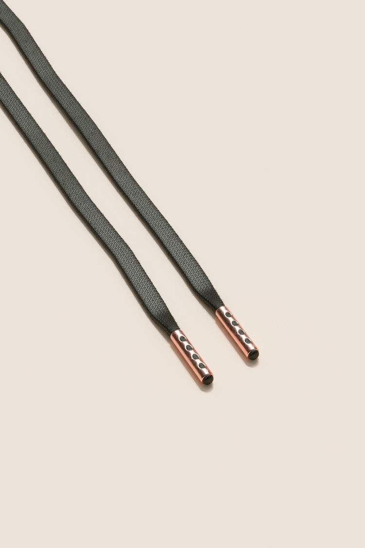 Senkels Night Grey 3mm Flat Waxed Shoelaces with Rose Gold Aglets