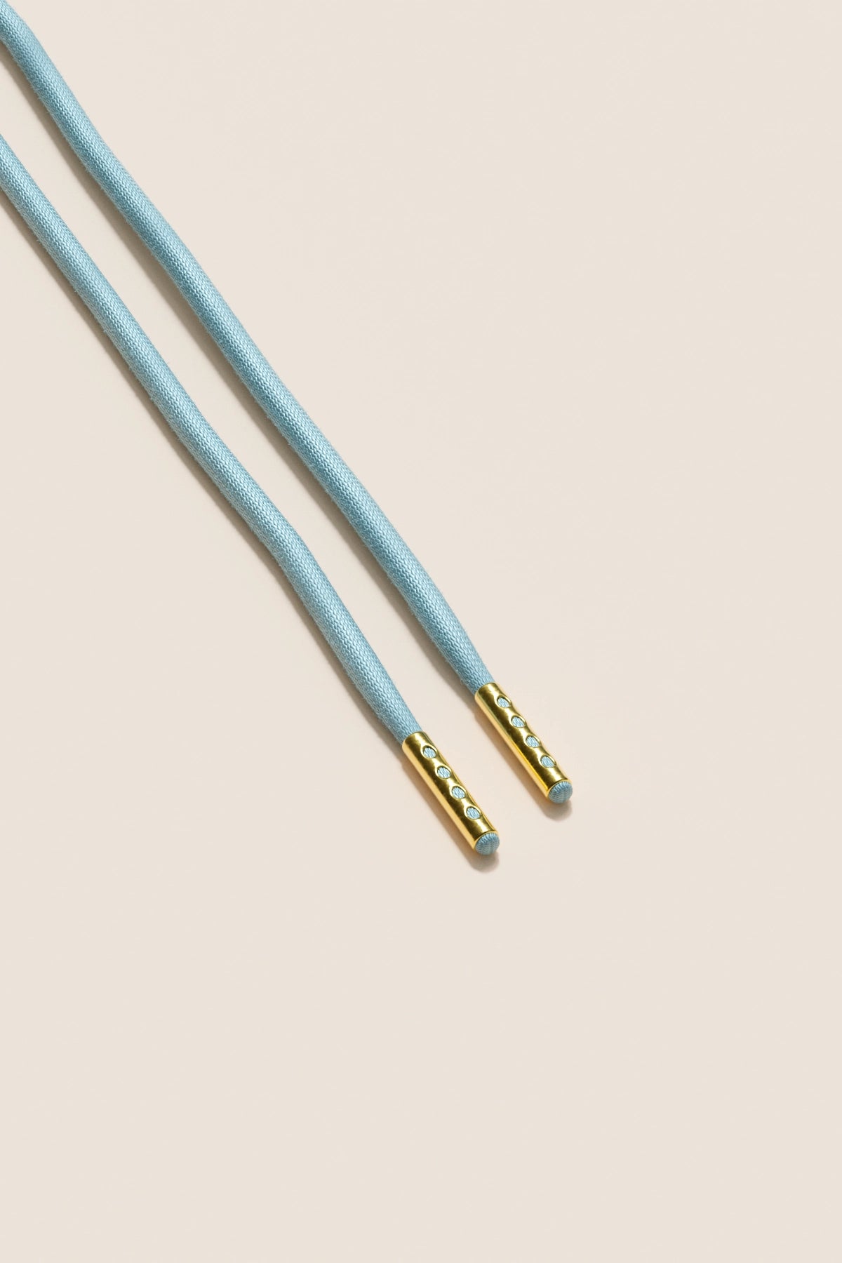 Senkels Pastel Blue 4mm Round Waxed Shoelaces with Gold Aglets