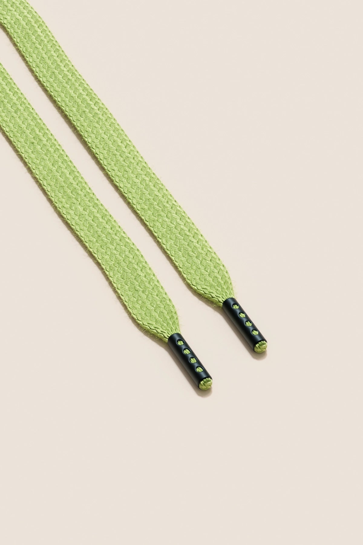 Senkels Pastel Green Sneaker Shoelaces with Black Matte Aglets