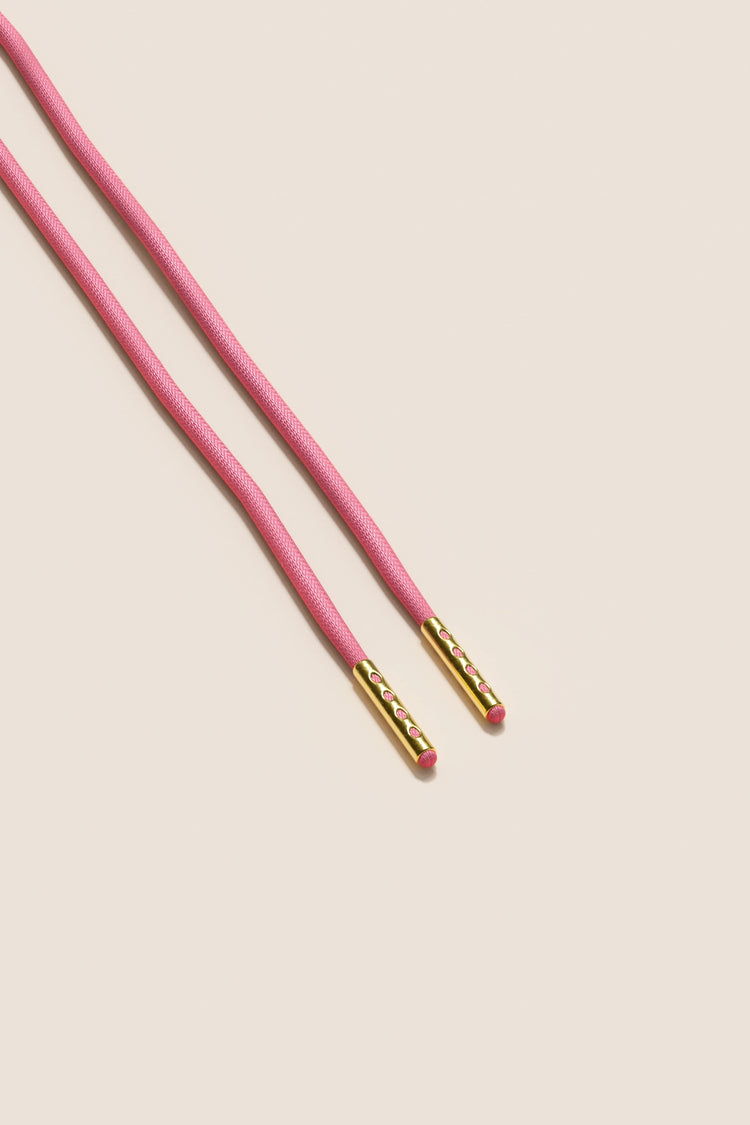 Senkels Pink 2.5mm Round Waxed Shoelaces with Gold Aglets
