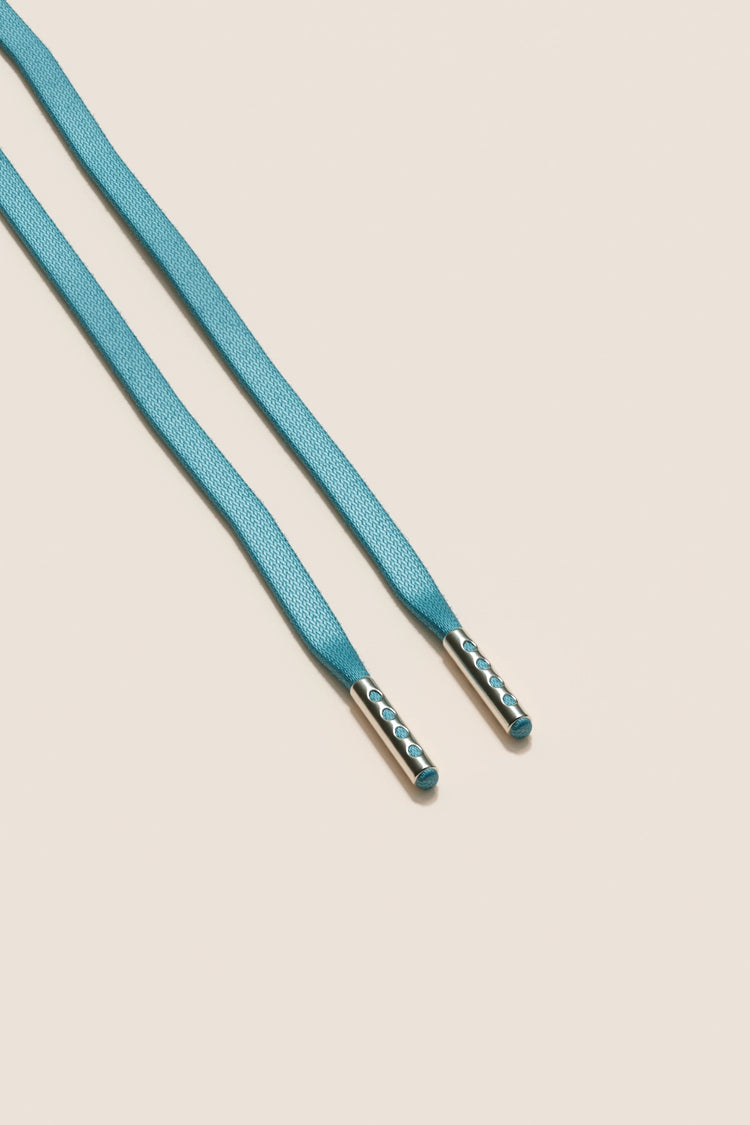 Senkels Turquoise 3mm Flat Waxed Shoelaces with Nickel Aglets