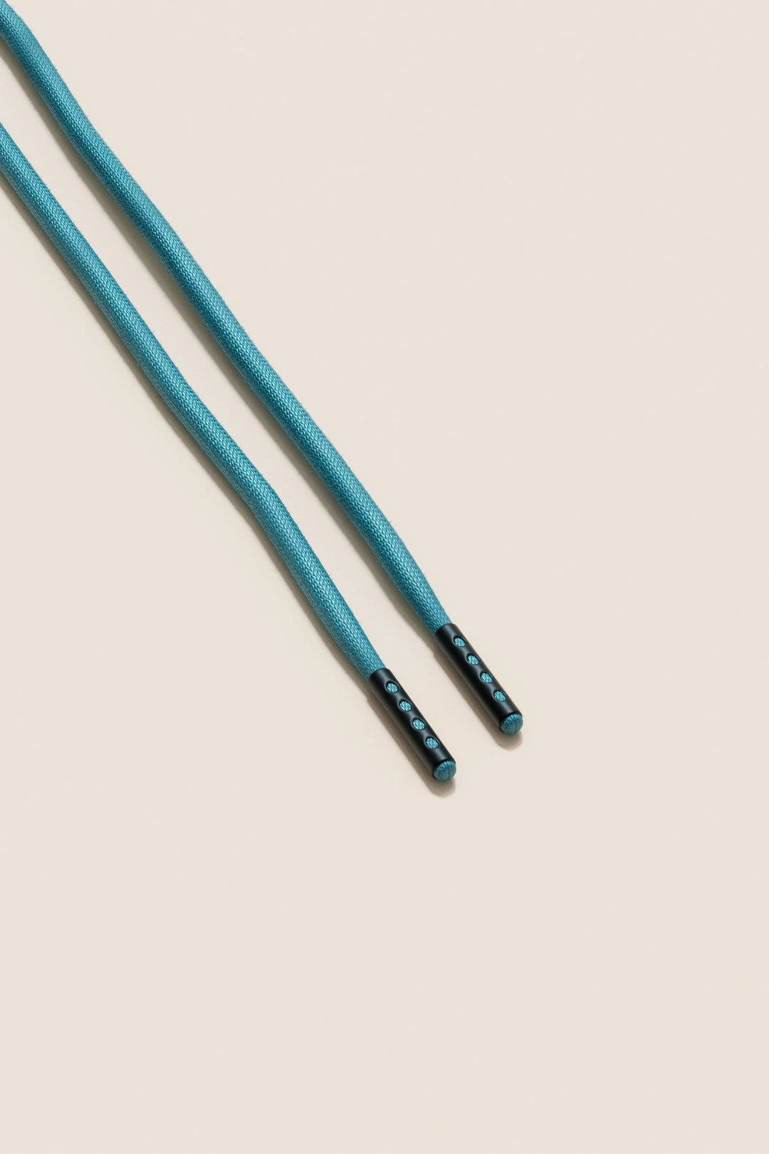 Senkels Turquoise 4mm Round Waxed Shoelaces with Black Matte Aglets