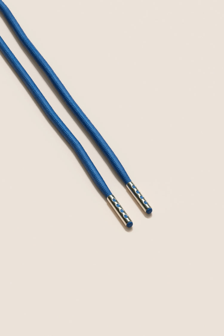 Senkels Yale Blue 4mm Round Waxed Shoelaces with Nickel Aglets